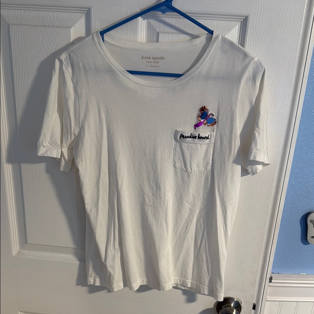 Kate Spade White T-Shirt with Embroidered Design